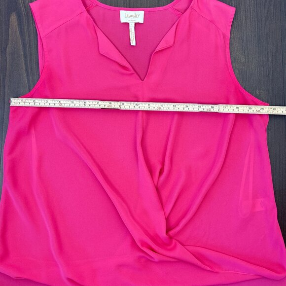 Laundry by Shelli Segal Sleeveless Drape Blouse Women’s Large Hot Pink V-Neck - Picture 13 of 15